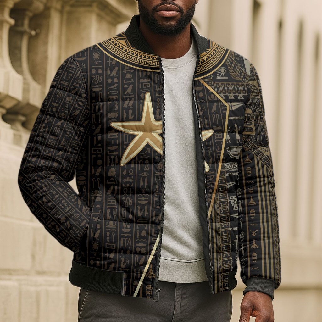 Egypt Seba Bomber Puffer Jacket Ancient Mythology Golden Star Royal