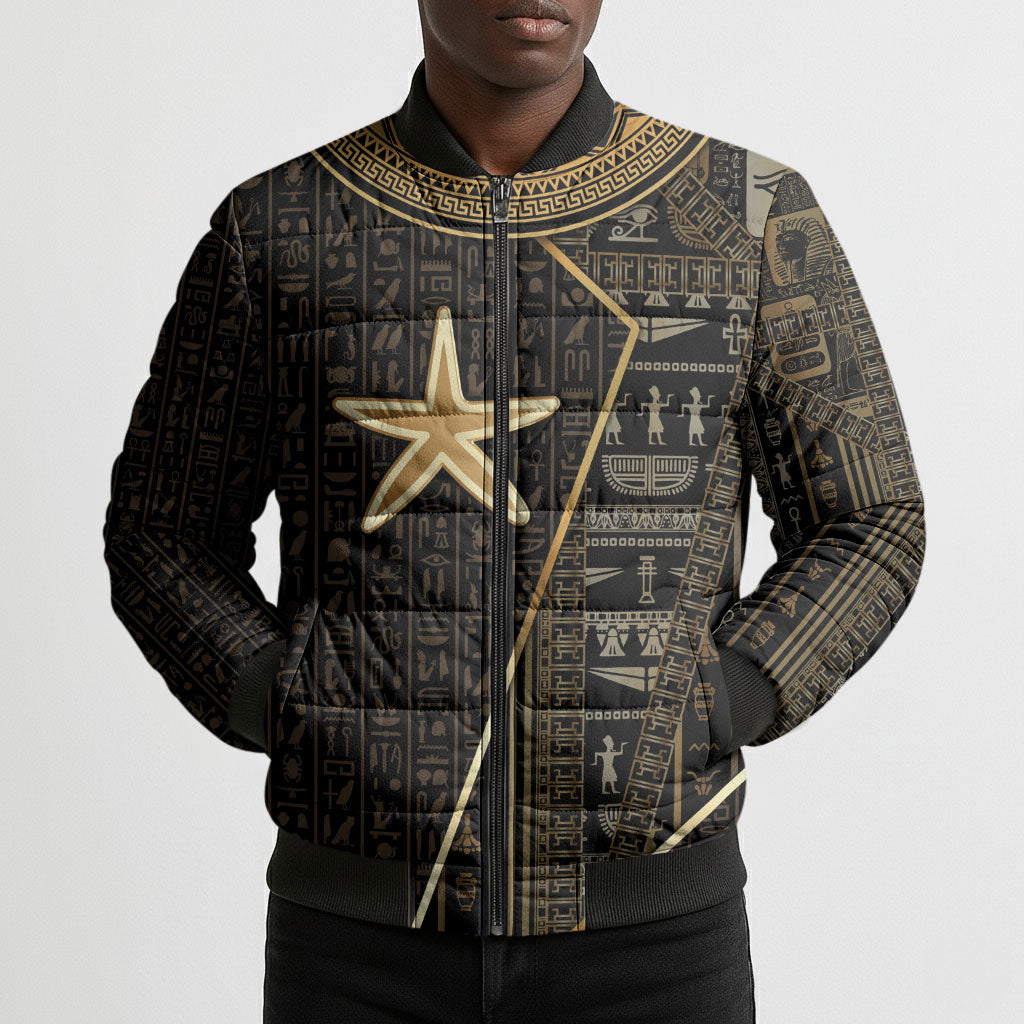 Egypt Seba Bomber Puffer Jacket Ancient Mythology Golden Star Royal