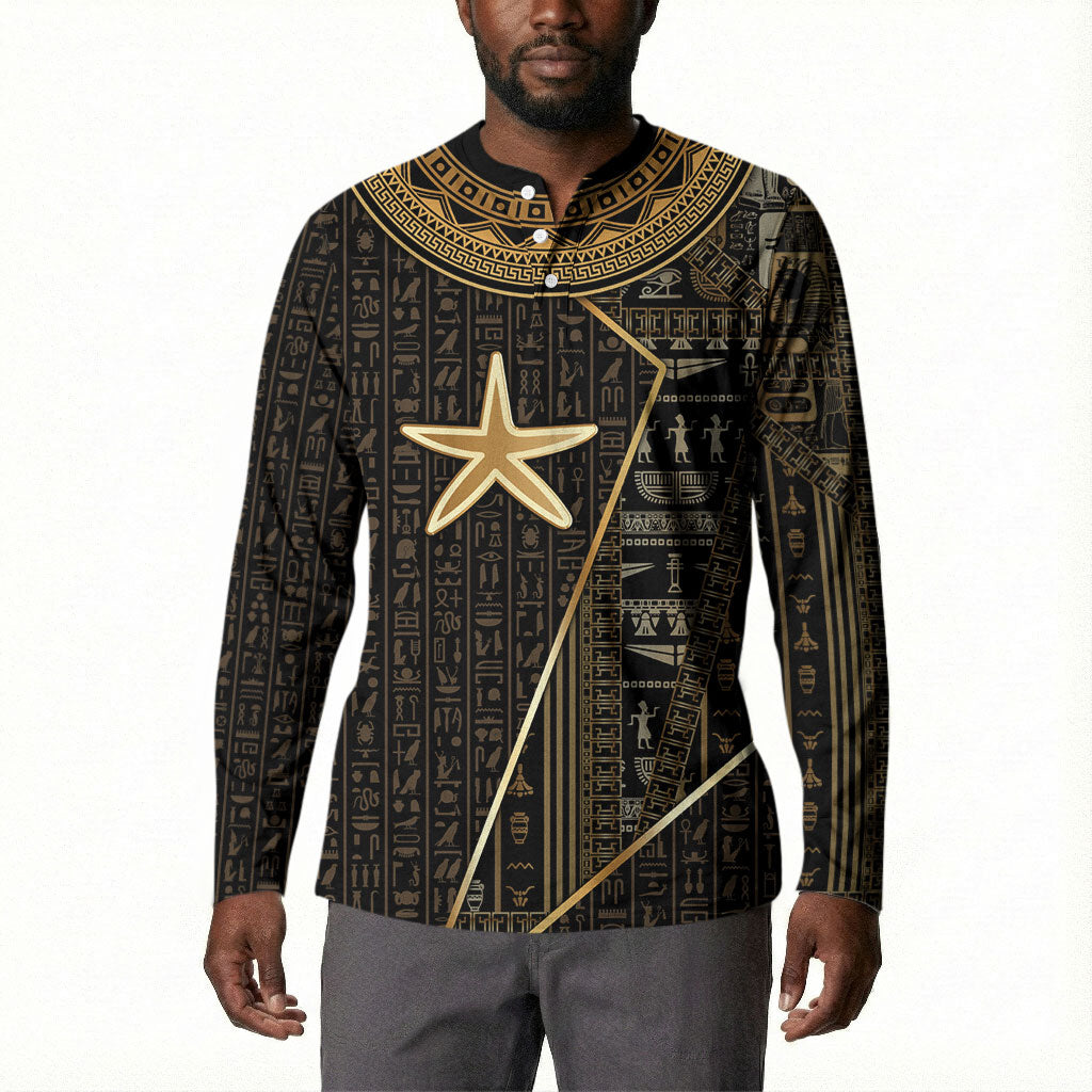 Egypt Seba Button Sweatshirt Ancient Mythology Golden Star Royal