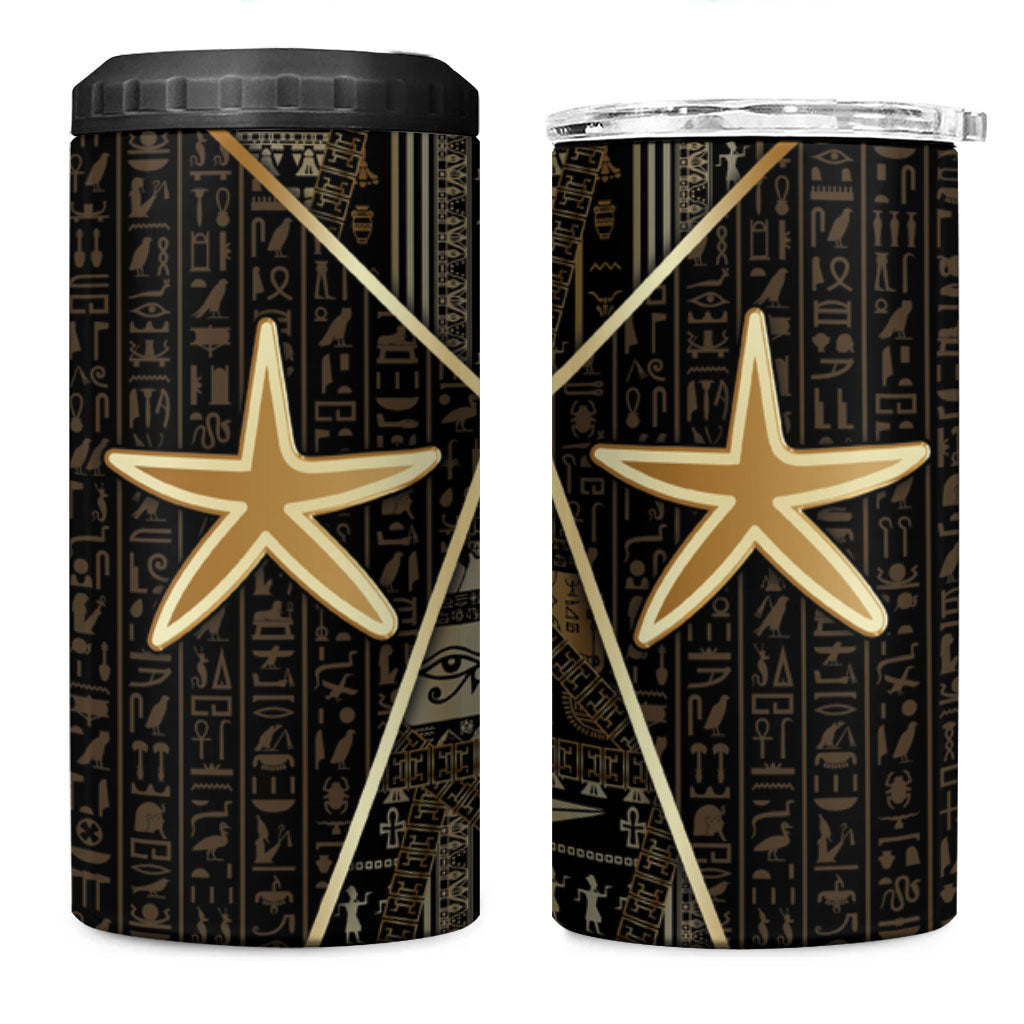 Egypt Seba 4 in 1 Can Cooler Tumbler Ancient Mythology Golden Star Royal