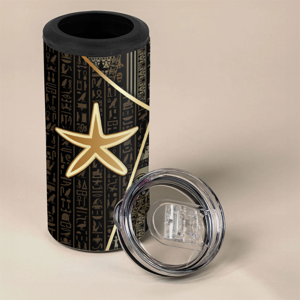 Egypt Seba 4 in 1 Can Cooler Tumbler Ancient Mythology Golden Star Royal