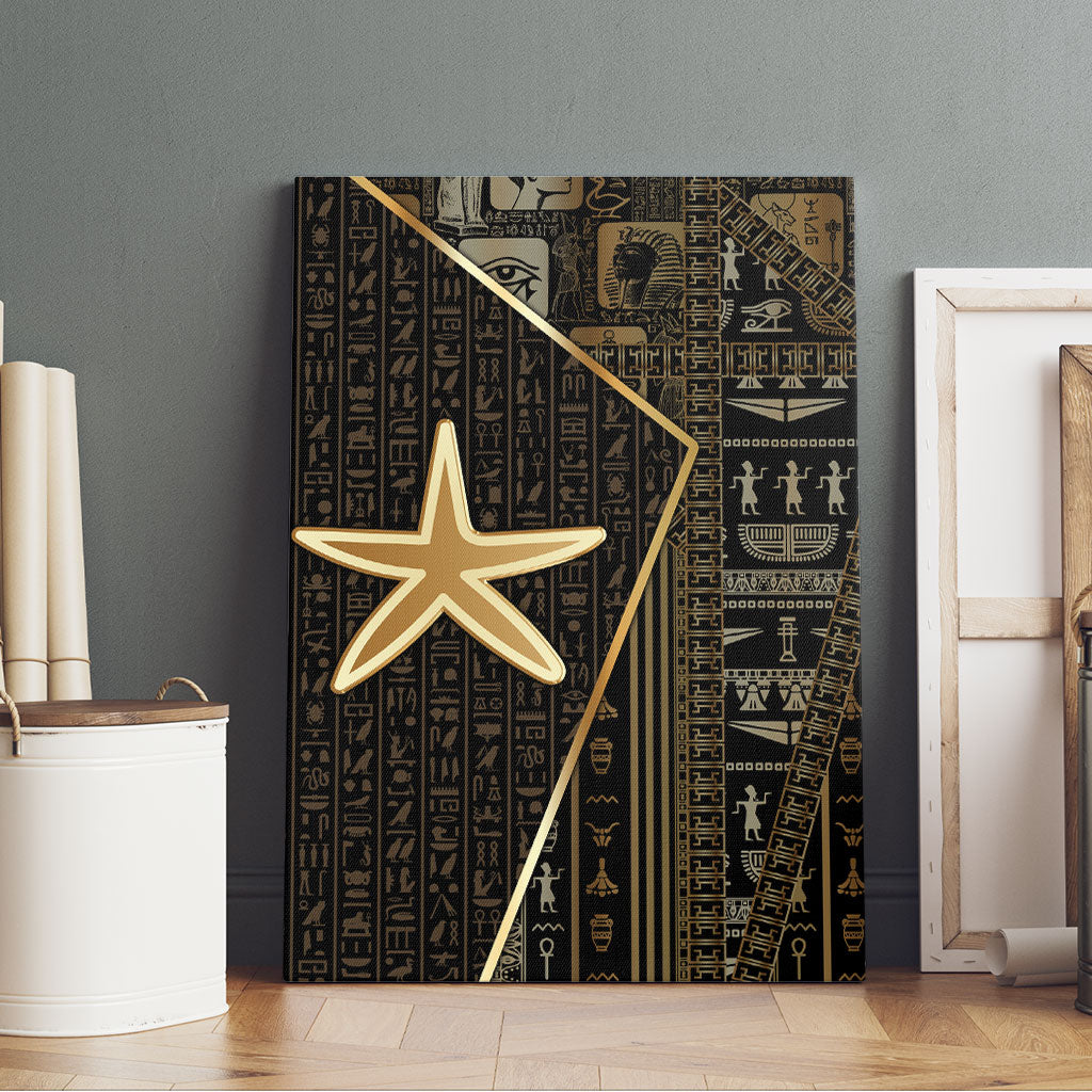 Egypt Seba Canvas Wall Art Ancient Mythology Golden Star Royal