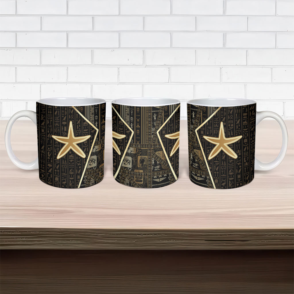 Egypt Seba Ceramic Mug Ancient Mythology Golden Star Royal