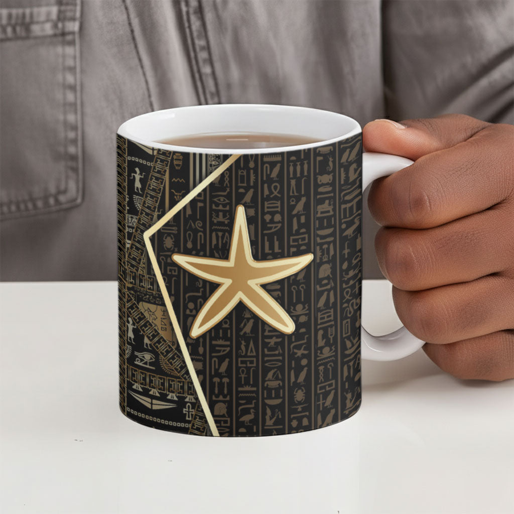 Egypt Seba Ceramic Mug Ancient Mythology Golden Star Royal