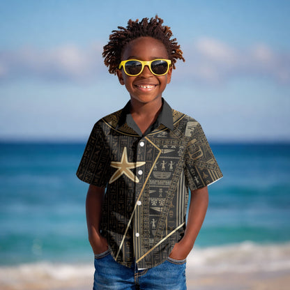 Egypt Seba Kid Hawaiian Shirt Ancient Mythology Golden Star Royal