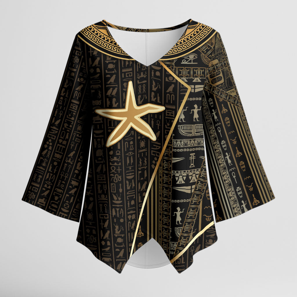 Egypt Seba Kimono Sleeve Blouse Ancient Mythology Golden Star Royal
