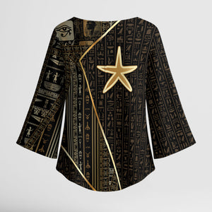 Egypt Seba Kimono Sleeve Blouse Ancient Mythology Golden Star Royal