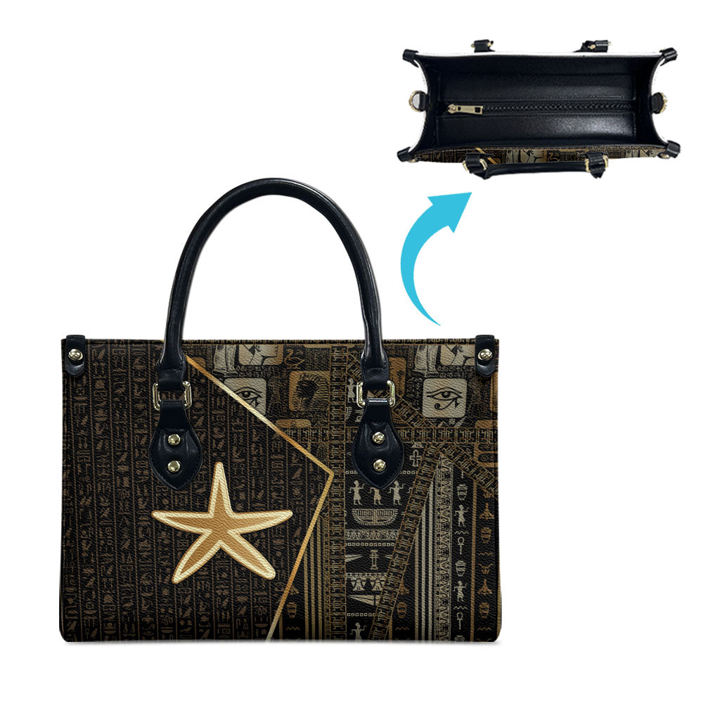 Egypt Seba Leather Bag Ancient Mythology Golden Star Royal