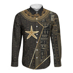 Egypt Seba Long Sleeve Button Shirt Ancient Mythology Golden Star Royal