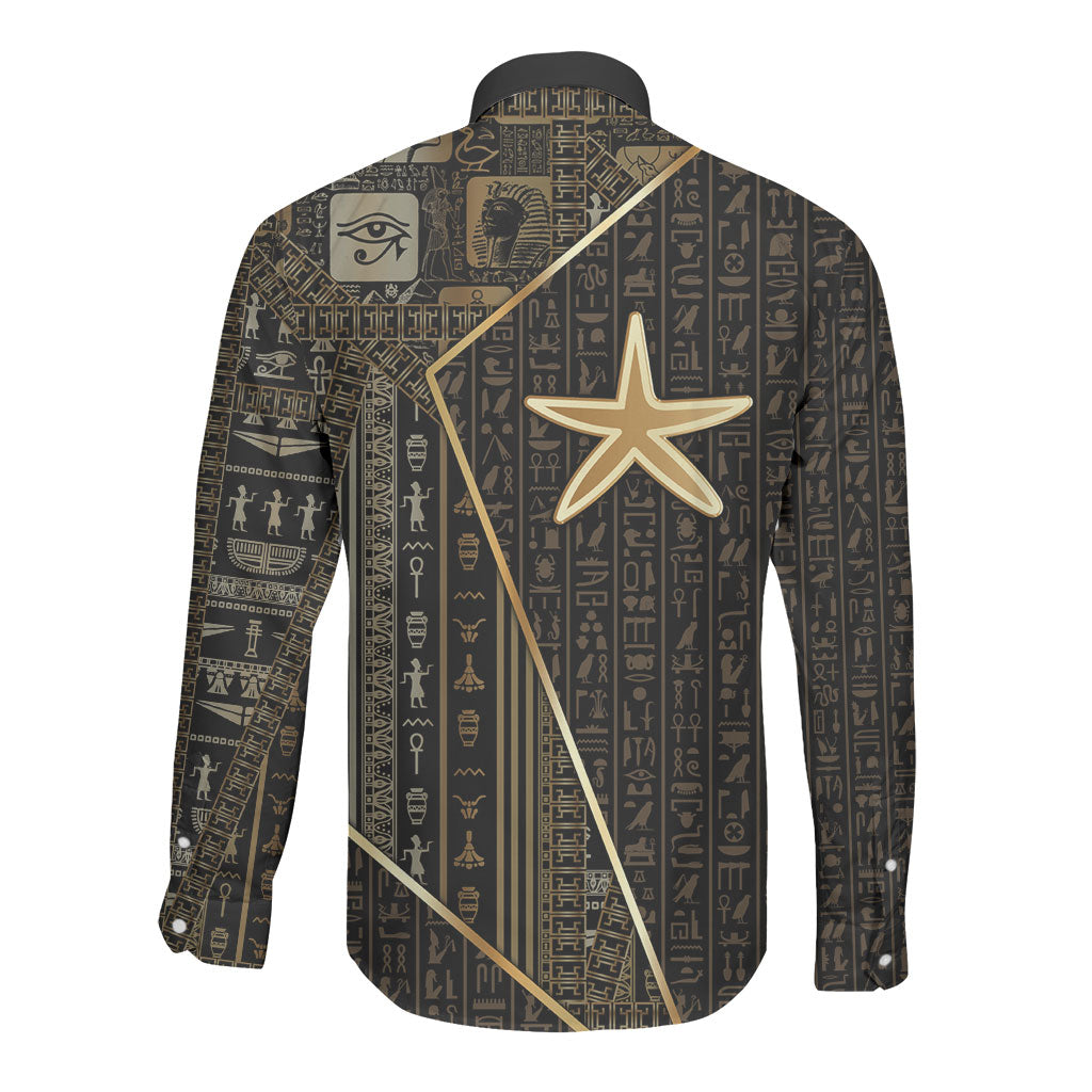 Egypt Seba Long Sleeve Button Shirt Ancient Mythology Golden Star Royal