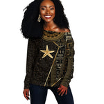 Egypt Seba Off Shoulder Sweater Ancient Mythology Golden Star Royal