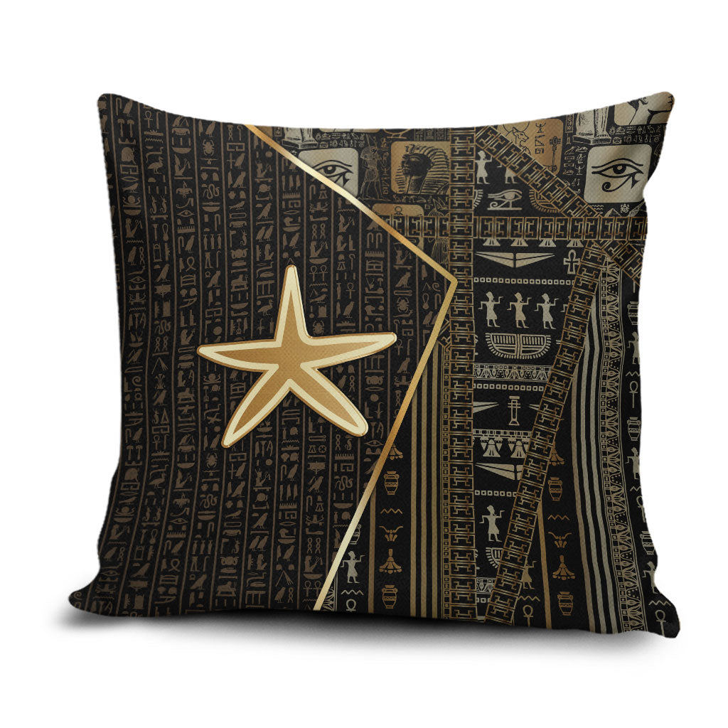 Egypt Seba Pillow Cover Ancient Mythology Golden Star Royal