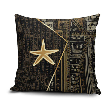 Egypt Seba Pillow Cover Ancient Mythology Golden Star Royal