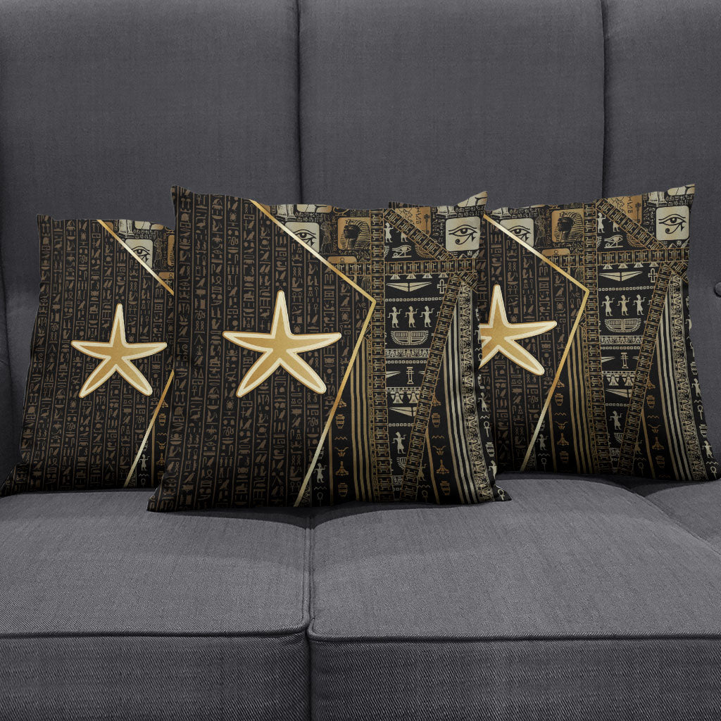Egypt Seba Pillow Cover Ancient Mythology Golden Star Royal