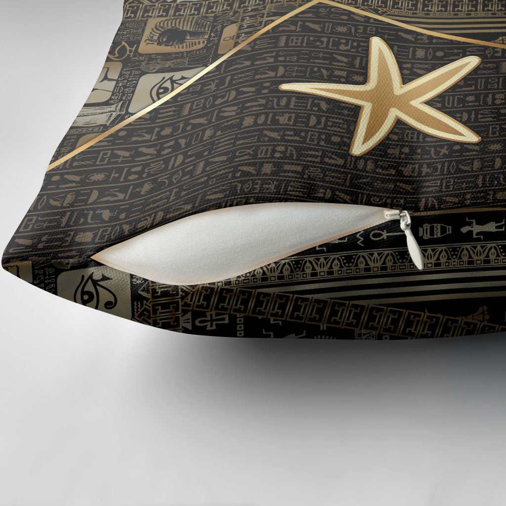 Egypt Seba Pillow Cover Ancient Mythology Golden Star Royal