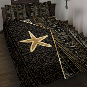Egypt Seba Quilt Bed Set Ancient Mythology Golden Star Royal