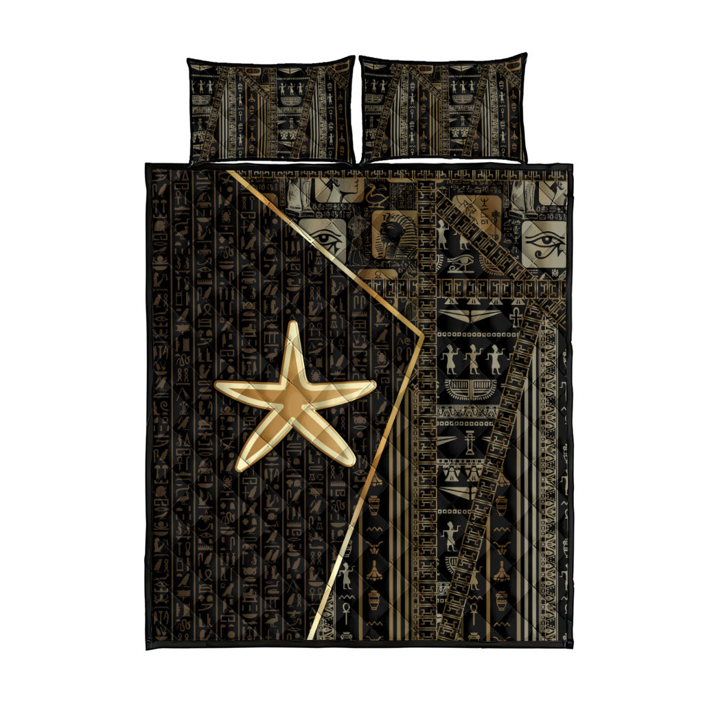 Egypt Seba Quilt Bed Set Ancient Mythology Golden Star Royal