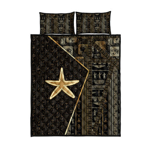 Egypt Seba Quilt Bed Set Ancient Mythology Golden Star Royal