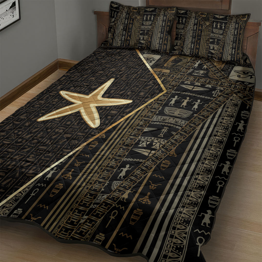 Egypt Seba Quilt Bed Set Ancient Mythology Golden Star Royal