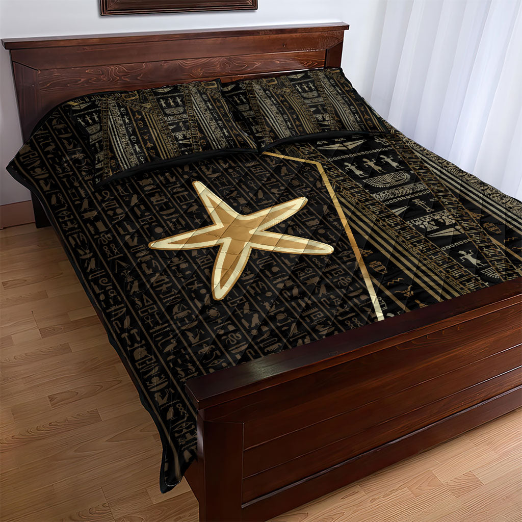 Egypt Seba Quilt Bed Set Ancient Mythology Golden Star Royal