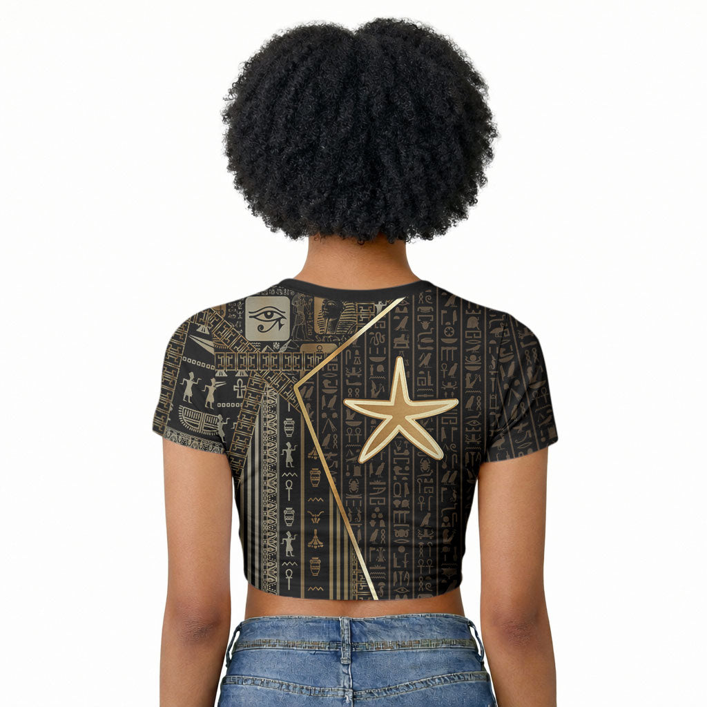Egypt Seba Raglan Cropped T shirt Ancient Mythology Golden Star Royal