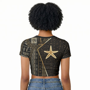 Egypt Seba Raglan Cropped T shirt Ancient Mythology Golden Star Royal