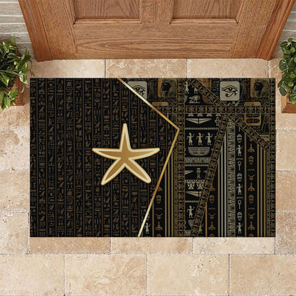 Egypt Seba Rubber Doormat Ancient Mythology Golden Star Royal