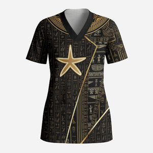 Egypt Seba Scrub Top Ancient Mythology Golden Star Royal