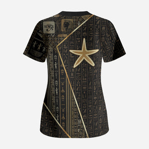 Egypt Seba Scrub Top Ancient Mythology Golden Star Royal