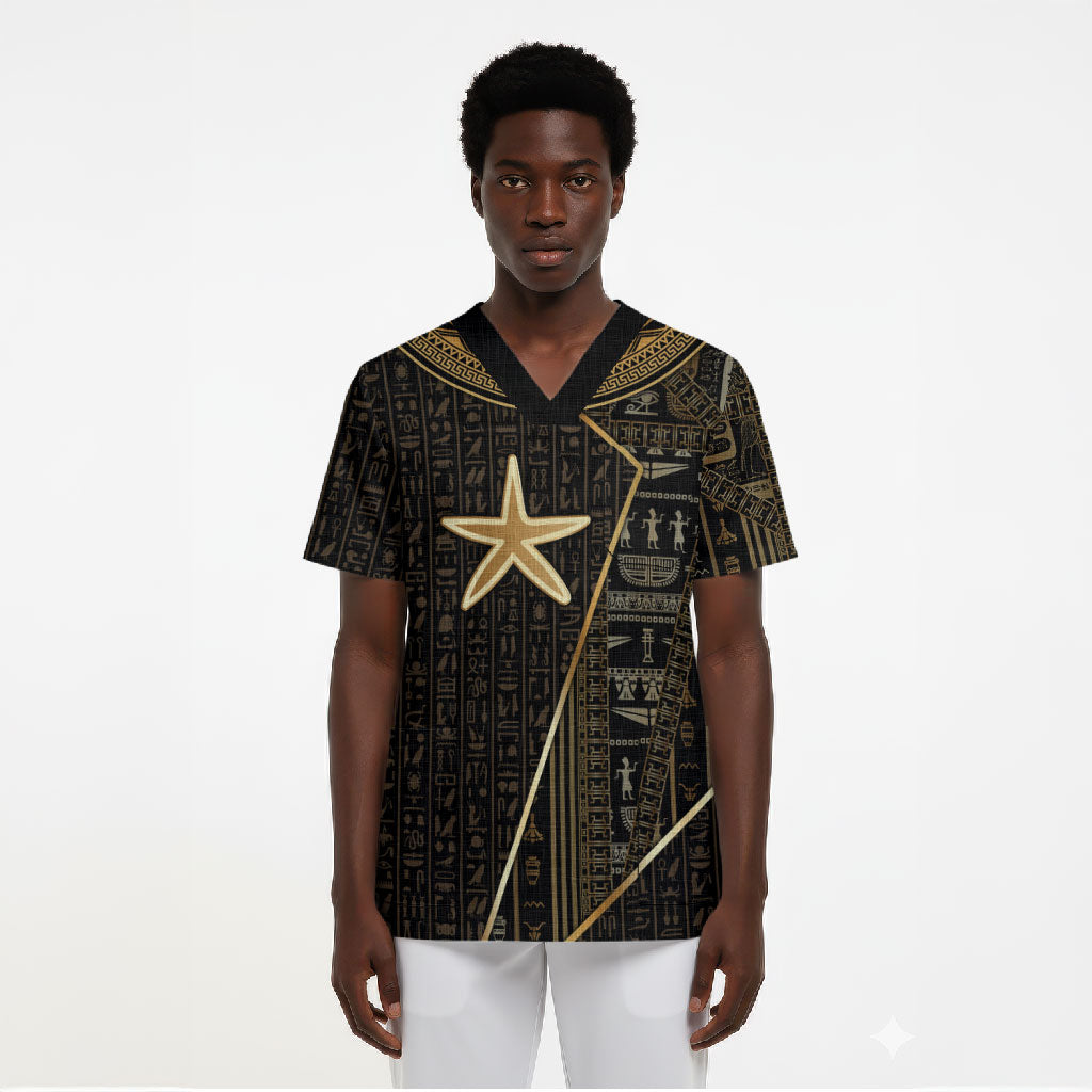 Egypt Seba Scrub Top Ancient Mythology Golden Star Royal
