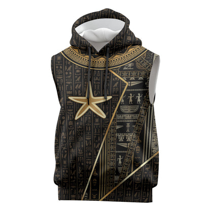 Egypt Seba Sleeveless Hoodie Ancient Mythology Golden Star Royal