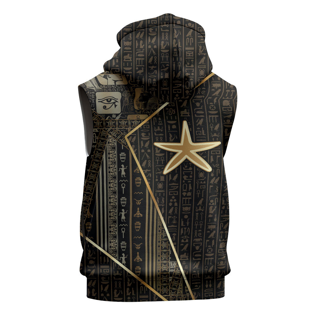 Egypt Seba Sleeveless Hoodie Ancient Mythology Golden Star Royal