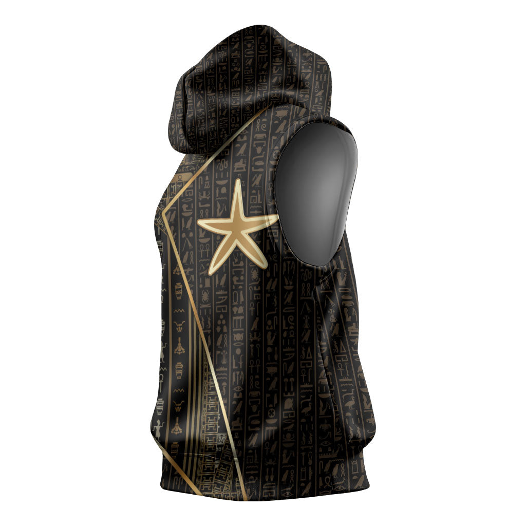 Egypt Seba Sleeveless Hoodie Ancient Mythology Golden Star Royal