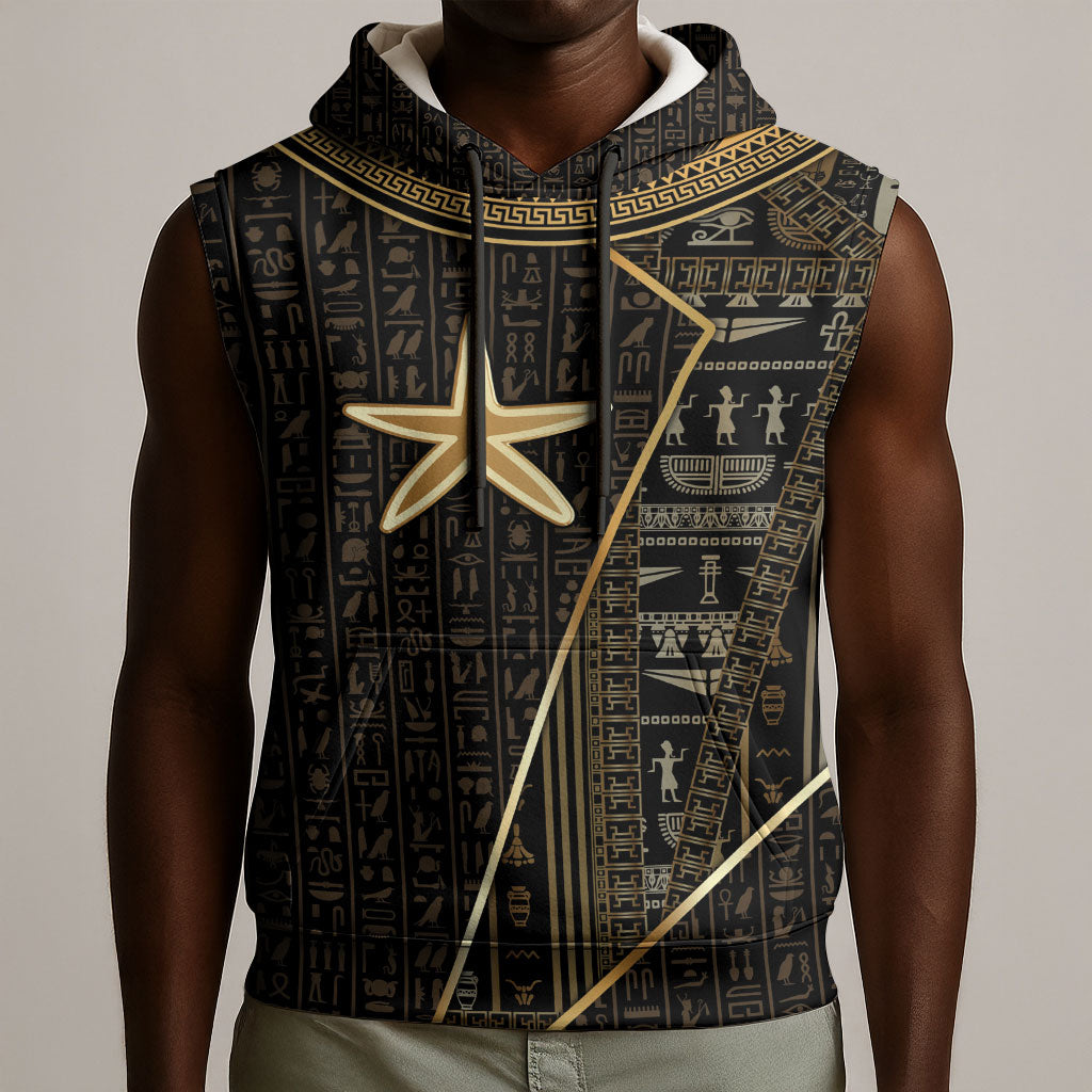 Egypt Seba Sleeveless Hoodie Ancient Mythology Golden Star Royal
