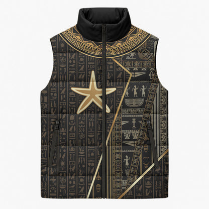 Egypt Seba Sleeveless Puffer Jacket Ancient Mythology Golden Star Royal