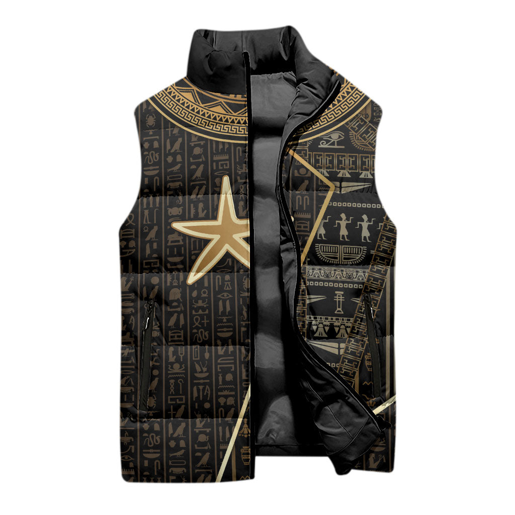 Egypt Seba Sleeveless Puffer Jacket Ancient Mythology Golden Star Royal