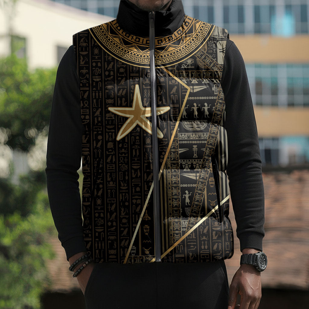 Egypt Seba Sleeveless Puffer Jacket Ancient Mythology Golden Star Royal