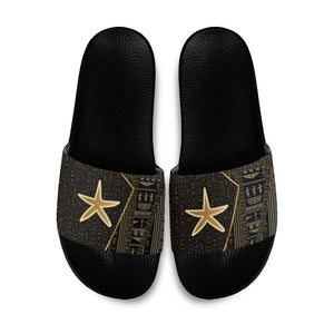 Egypt Seba Slide Sandals Ancient Mythology Golden Star Royal