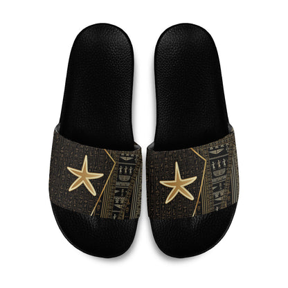 Egypt Seba Slide Sandals Ancient Mythology Golden Star Royal
