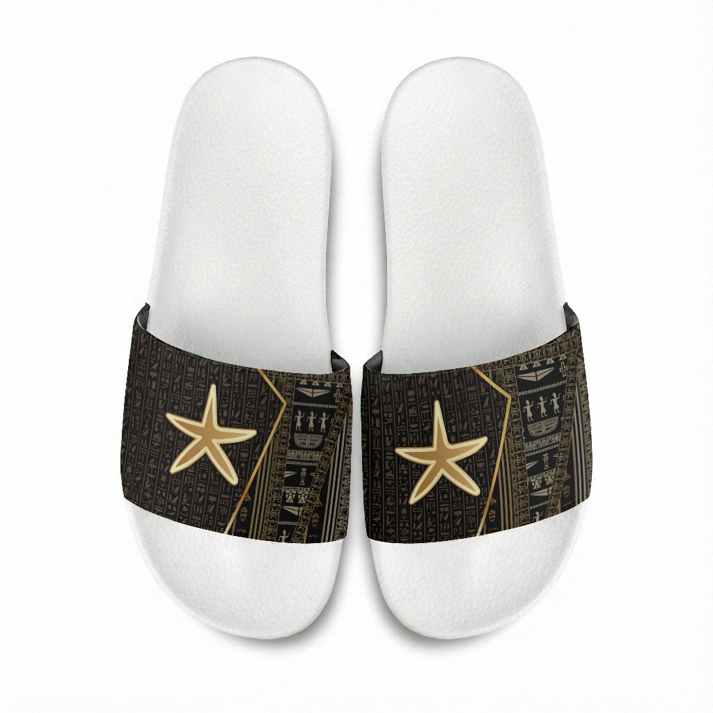 Egypt Seba Slide Sandals Ancient Mythology Golden Star Royal