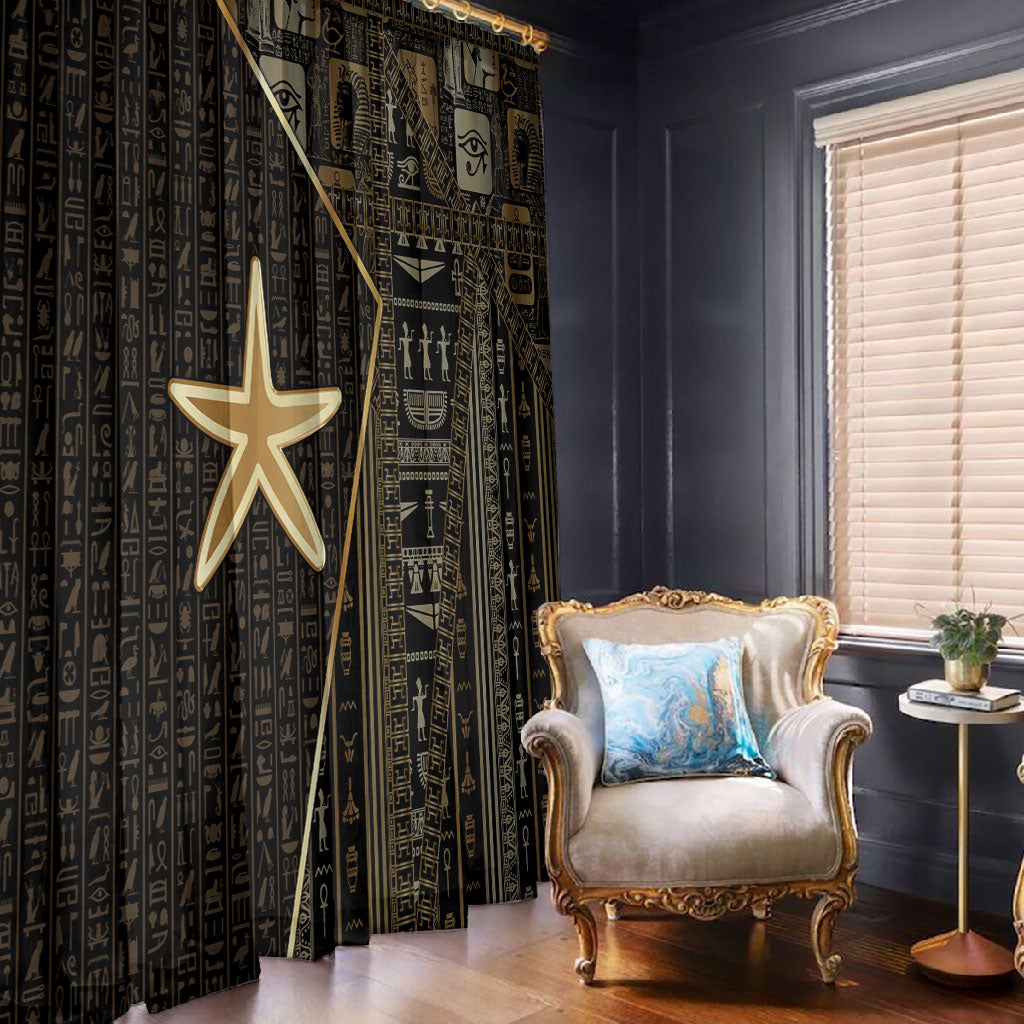 Egypt Seba Window Curtain Ancient Mythology Golden Star Royal