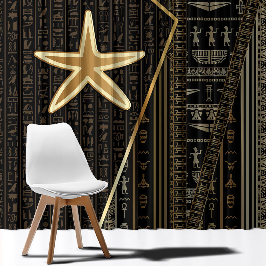 Egypt Seba Window Curtain Ancient Mythology Golden Star Royal