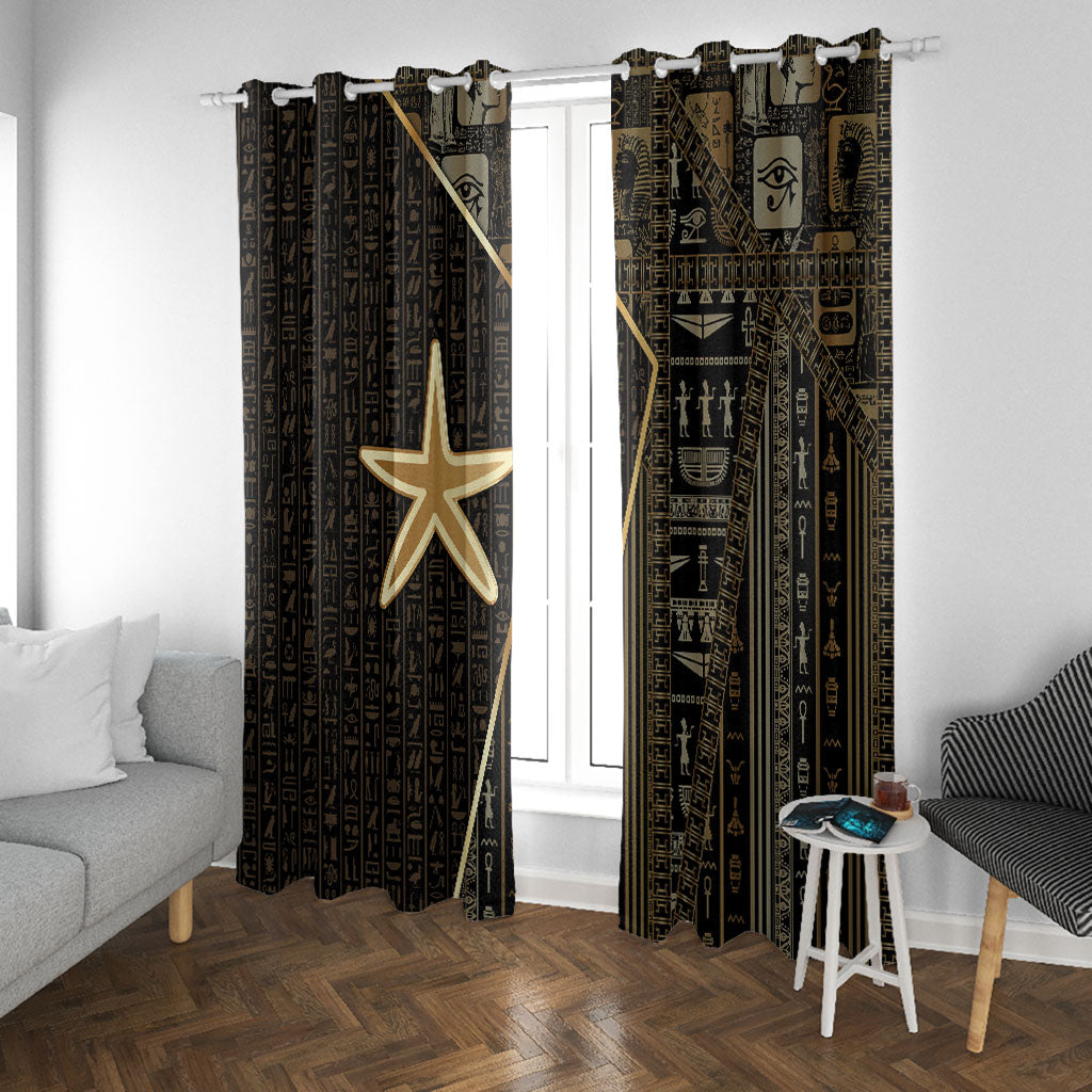 Egypt Seba Window Curtain Ancient Mythology Golden Star Royal