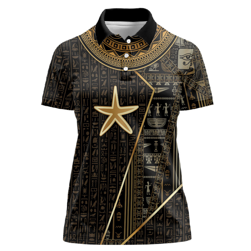 Egypt Seba Women Polo Shirt Ancient Mythology Golden Star Royal