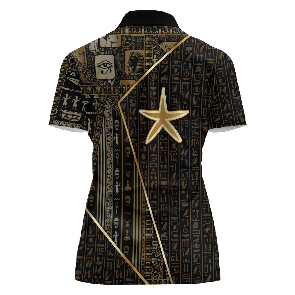 Egypt Seba Women Polo Shirt Ancient Mythology Golden Star Royal