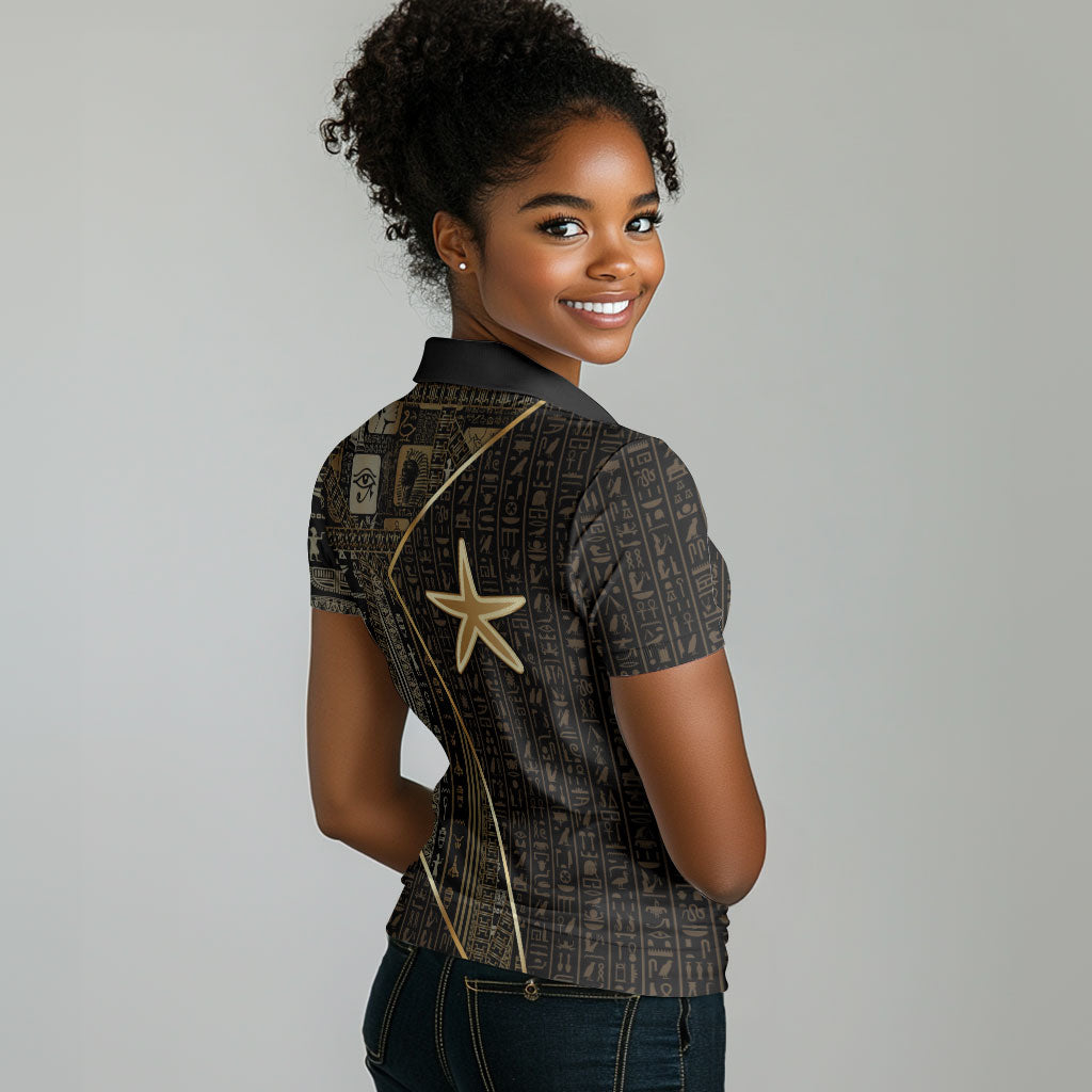 Egypt Seba Women Polo Shirt Ancient Mythology Golden Star Royal