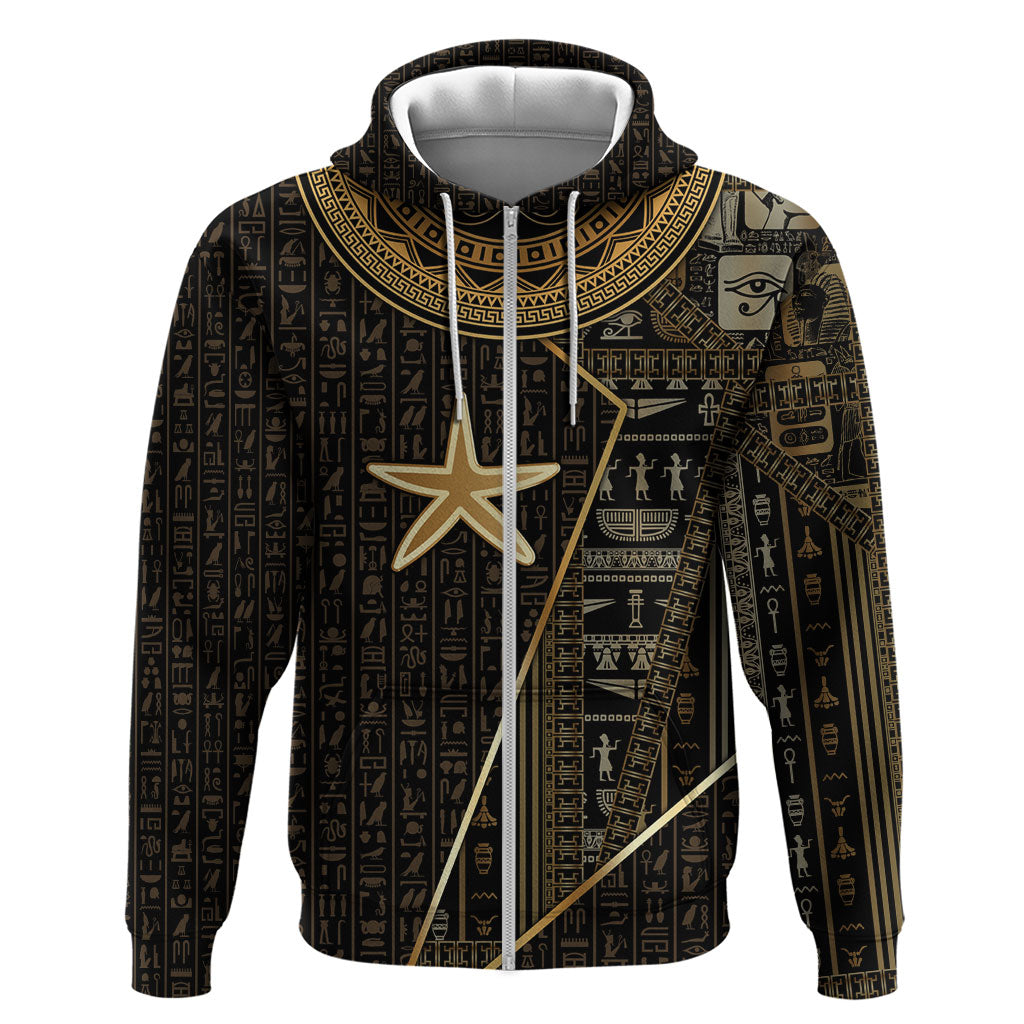 Egypt Seba Zip Hoodie Ancient Mythology Golden Star Royal