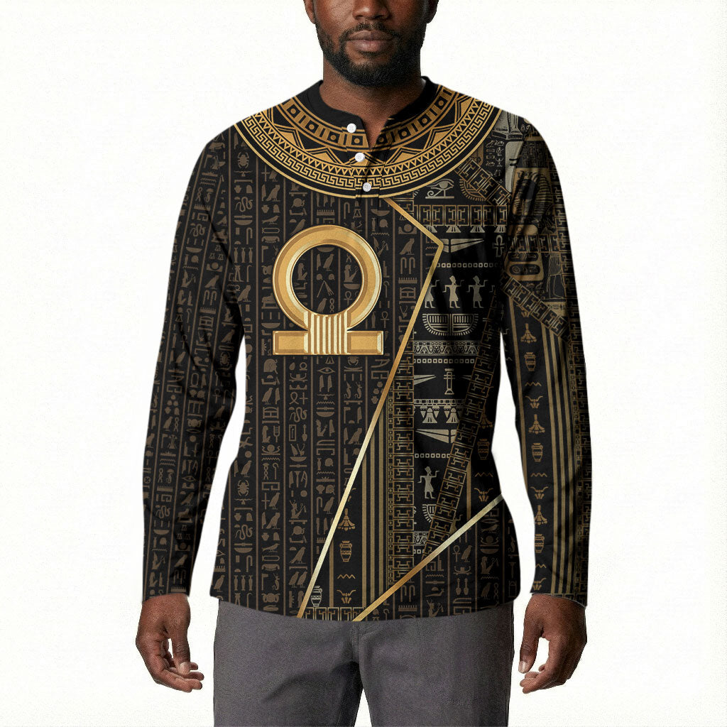 Egypt Shen Ring Button Sweatshirt Ancient Mythology Eternally Protecting