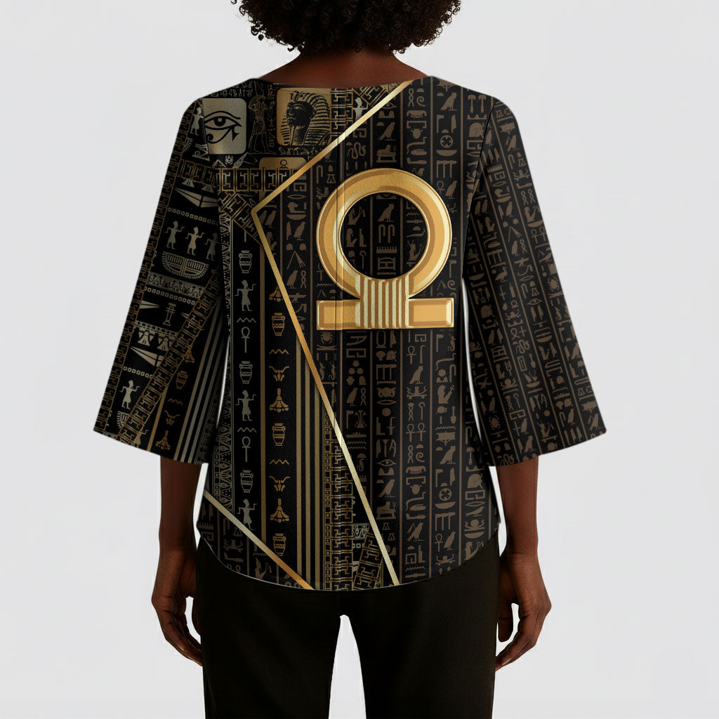 Egypt Shen Ring Kimono Sleeve Blouse Ancient Mythology Eternally Protecting