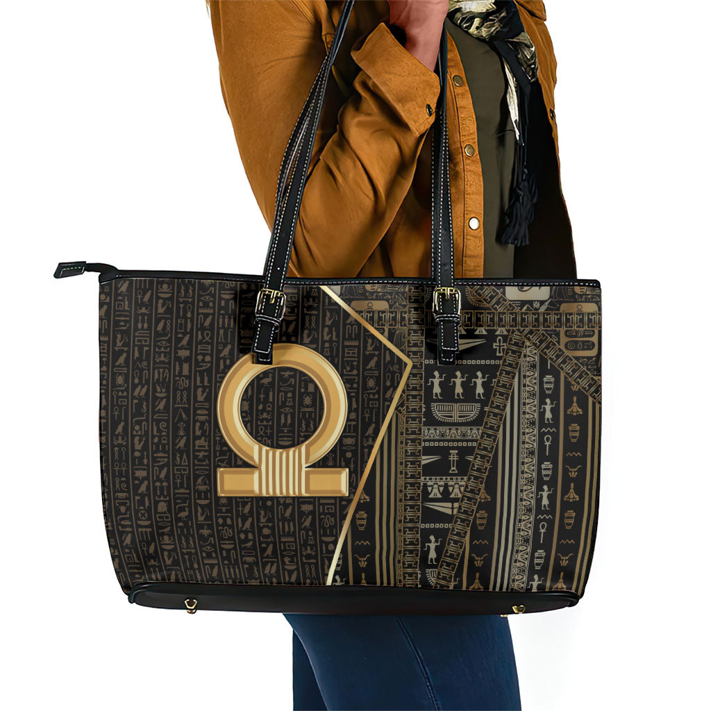 Egypt Shen Ring Leather Tote Bag Ancient Mythology Eternally Protecting